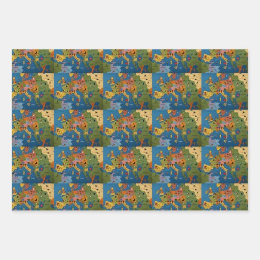 Leuke kleurrijke kinder wereldkaart inpakpapier vel (Voorkant 3)