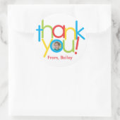 Leuke kleurrijke kinderen verjaardag foto dank u ronde sticker (Tas)