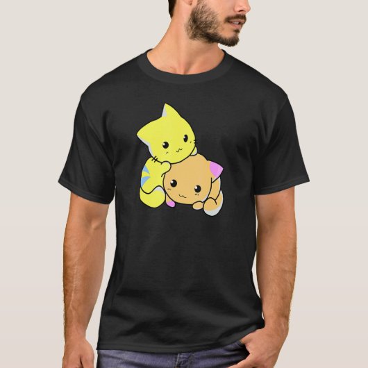 Leuke kleurrijke kittens spelen kat t-shirt (Voorkant)