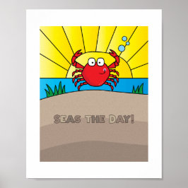Leuke Kleurrijke Krab Illustratie | Oceandier Kuns Poster