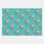 Leuke kleurrijke lama alpaca dieren blauwgroen inpakpapier vel (Voorkant 3)