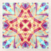 Leuke kleurrijke levendige vrolijke maximalistisch glazen onderzetter (Voorkant)