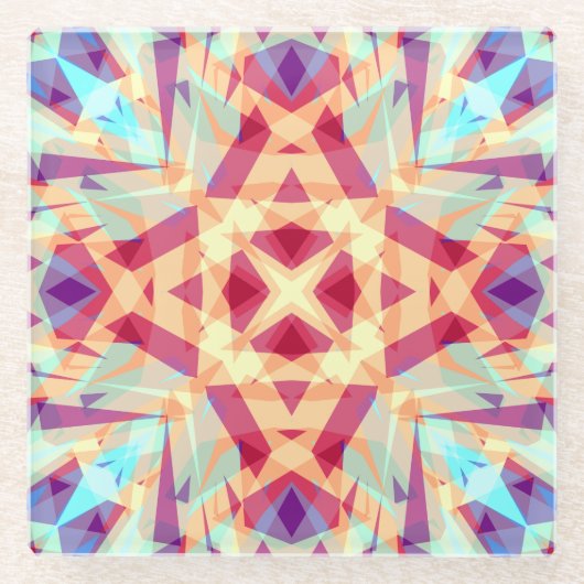 Leuke kleurrijke levendige vrolijke maximalistisch glazen onderzetter (Voorkant)