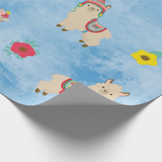 Leuke Kleurrijke Llama Alpaca Trendy Populair Cadeaupapier (Hoek)
