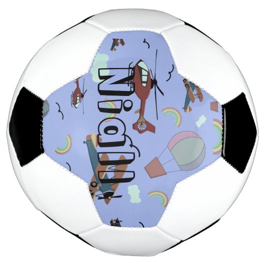 Leuke kleurrijke luchtvaart gepersonaliseerd voetbal (Gedraaid)