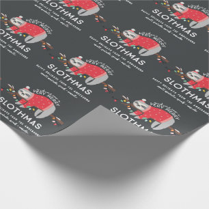 Leuke kleurrijke luiaard kerst cadeaupapier