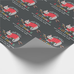 Leuke kleurrijke luiaard kerst cadeaupapier