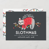 Leuke kleurrijke luiaard kerst feestdagenkaart (Voorkant / Achterkant)