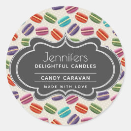 Leuke Kleurrijke Macarons Patroon Kaars Zeep Geur Ronde Sticker