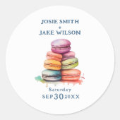 Leuke kleurrijke macaroon bruiloft ronde sticker (Voorkant)