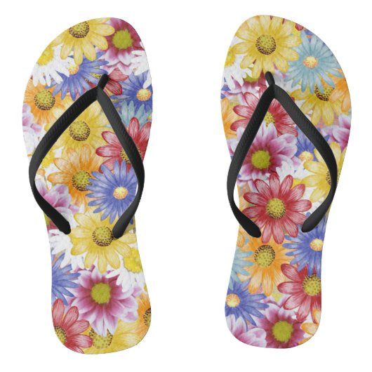Leuke kleurrijke madeliefjes Teenslippers (Voetbed)