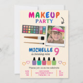 Leuke Kleurrijke Make-up Party Meisjes Verjaardag Kaart (Voorkant)
