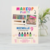 Leuke Kleurrijke Make-up Party Meisjes Verjaardag Kaart (Staand voorkant)