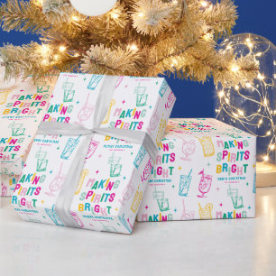 Leuke Kleurrijke 'Making Spirits Bright' Kerstmis Cadeaupapier