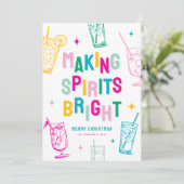 Leuke Kleurrijke 'Making Spirits Bright' Kerstmis Feestdagenkaart (Staand voorkant)