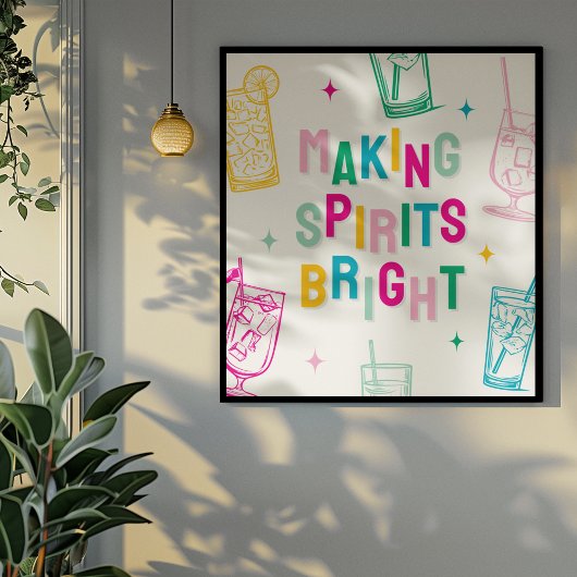 Leuke Kleurrijke 'Making Spirits Bright' Kerstmis Perfect Poster
