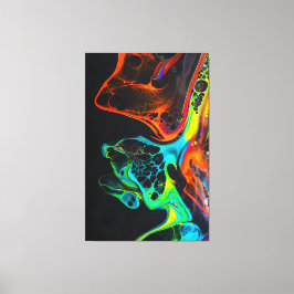 Leuke kleurrijke mix van neonverven op een zwart o canvas afdruk
