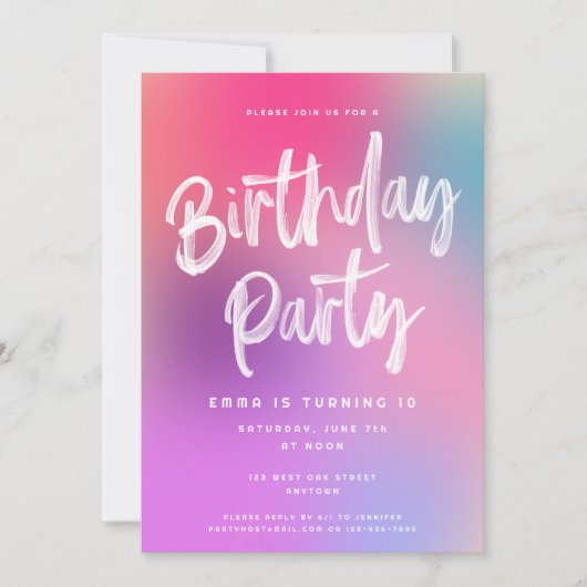 Leuke kleurrijke moderne Ombré Kids verjaardagsfee Kaart (Voorkant)