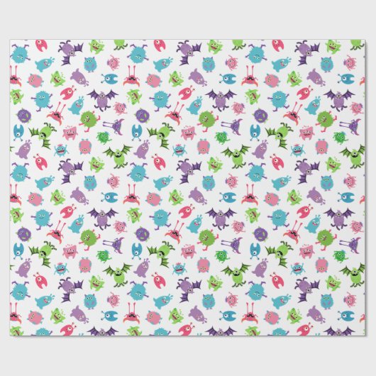 Leuke kleurrijke Monster Mash Patroon Halloween Pa Cadeaupapier (Vlak)