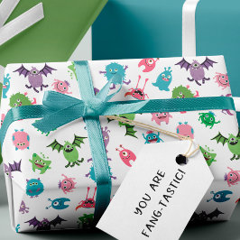 Leuke kleurrijke Monster Mash Patroon Halloween Pa Cadeaupapier