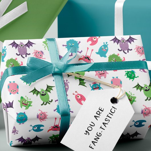 Leuke kleurrijke Monster Mash Patroon Halloween Pa Cadeaupapier