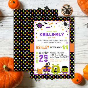 Leuke kleurrijke Monsters Halloween Verjaardag Kaart
