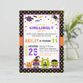 Leuke kleurrijke Monsters Halloween Verjaardag Kaart (Staand voorkant)