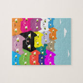Leuke Kleurrijke Moppige Doodle Kat Illustraties K Legpuzzel (Horizontaal)