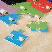 Leuke Kleurrijke Moppige Doodle Kat Illustraties K Legpuzzel (Zijkant)
