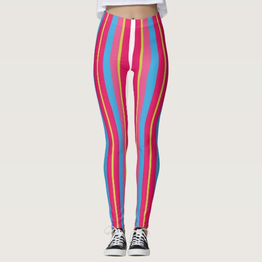 Leuke Kleurrijke Multi Strepen Leggings (Voorkant)