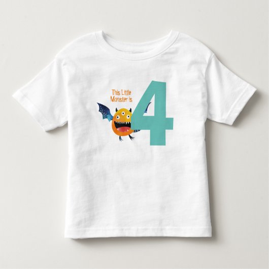 Leuke kleurrijke My Little Monster is 4 jarig Kinder Shirts (Voorkant)