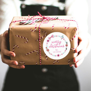 Leuke kleurrijke notenkraker kerst ronde sticker