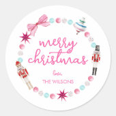 Leuke kleurrijke notenkraker kerst ronde sticker (Voorkant)