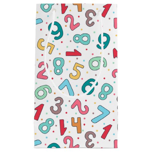 Leuke kleurrijke nummers patroon kinderen verjaard klein cadeauzakje (Voorkant)