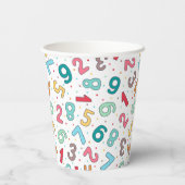 Leuke kleurrijke nummers patroon kinderen verjaard papieren bekers (Achterkant)