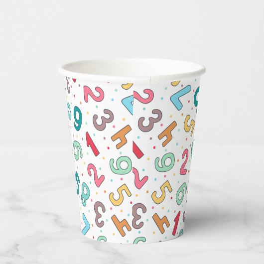 Leuke kleurrijke nummers patroon kinderen verjaard papieren bekers (Rechts)