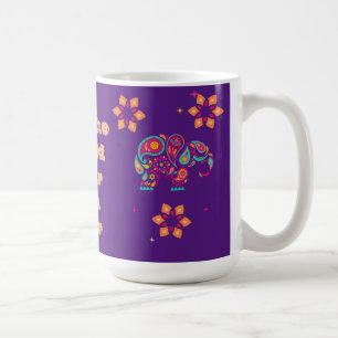 Leuke kleurrijke olifant quote paarse en gouden de koffiemok
