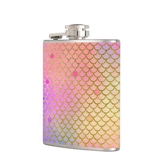 Leuke kleurrijke Ombre Pastel Zeemeermin patroon Heupfles (Links)