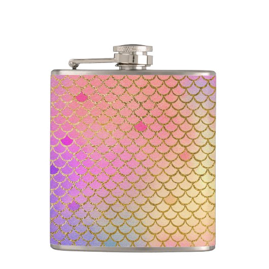 Leuke kleurrijke Ombre Pastel Zeemeermin patroon Heupfles (Voorkant)