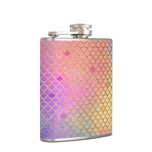 Leuke kleurrijke Ombre Pastel Zeemeermin patroon Heupfles (Rechts)