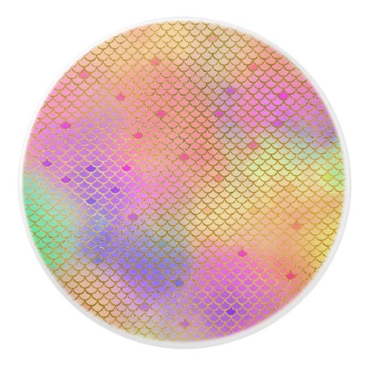 Leuke kleurrijke Ombre Pastel Zeemeermin patroon Keramische Knop (Voorkant)