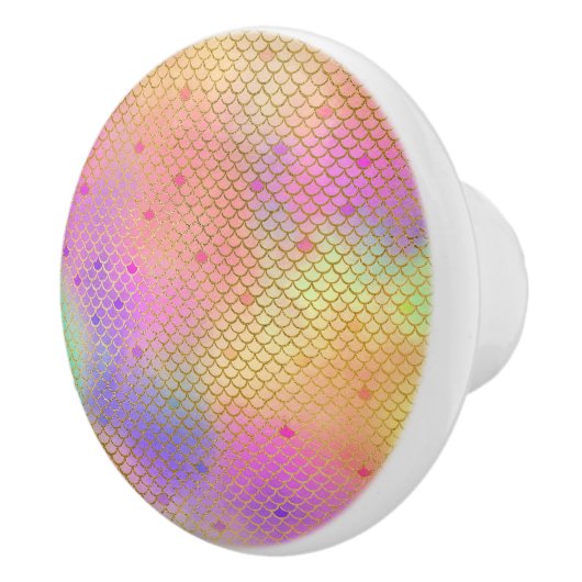 Leuke kleurrijke Ombre Pastel Zeemeermin patroon Keramische Knop (Rechts)