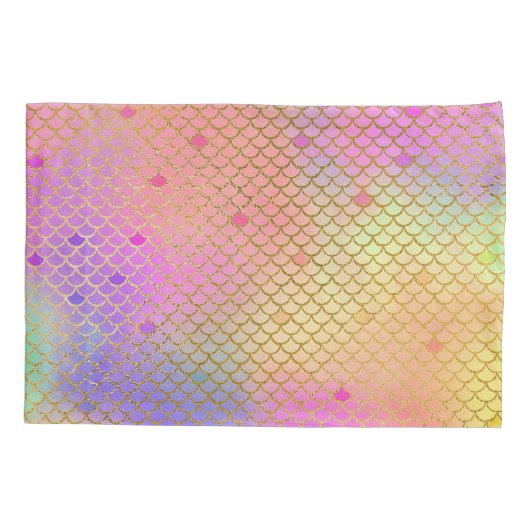 Leuke kleurrijke Ombre Pastel Zeemeermin patroon Kussensloop (Achterkant)