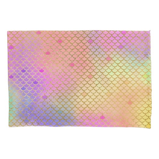 Leuke kleurrijke Ombre Pastel Zeemeermin patroon Kussensloop (Voorkant)