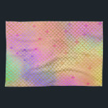 Leuke kleurrijke Ombre Pastel Zeemeermin patroon Theedoek<br><div class="desc">Cool Pastel Roze,  Paarse,  Blauwgroen en Oranje Ombre Zeemeerminneschalen met Gold Foil Pattern. Deze leuke zeemeerminprint is ideaal voor een onder het zee Zeemeerminnenverjaardagscadeau.</div>