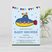Leuke Kleurrijke Onderzeeër Baby shower Invitation Kaart (Staand voorkant)