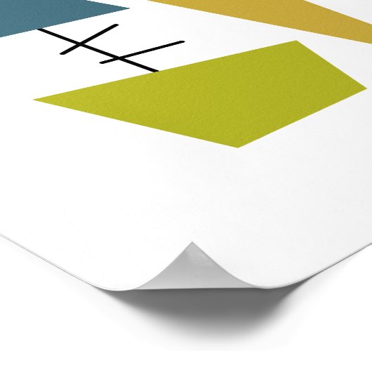 Leuke kleurrijke opknoping geometrische Mid Centur Poster (Hoek)