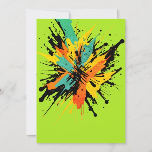 Leuke kleurrijke Paintball Splatter Green Party Kaart (Achterkant)