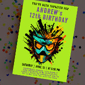 Leuke kleurrijke Paintball Splatter Green Party Kaart