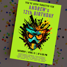 Leuke kleurrijke Paintball Splatter Green Party Kaart